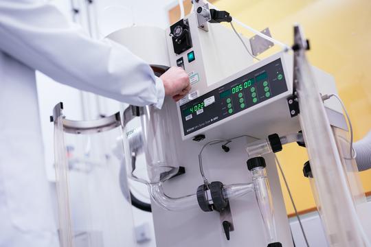 Custom polymer manufacturing professional in their lab